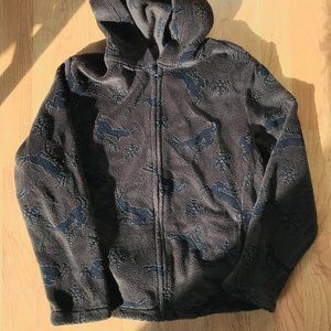 Vintage Woolrich | Cozy Brown Fleece Zip Up Hoodie Deer Animal Print